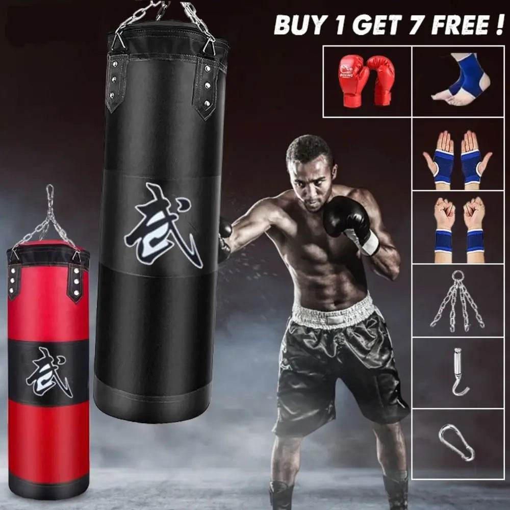 Durable PU Leather Punching Bag Red Black Gloves For Adults - ToylandEU