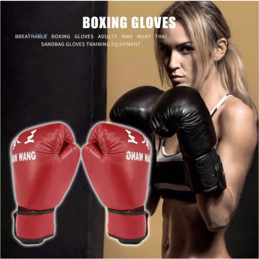 Durable PU Leather Punching Bag Red Black Gloves For Adults - ToylandEU