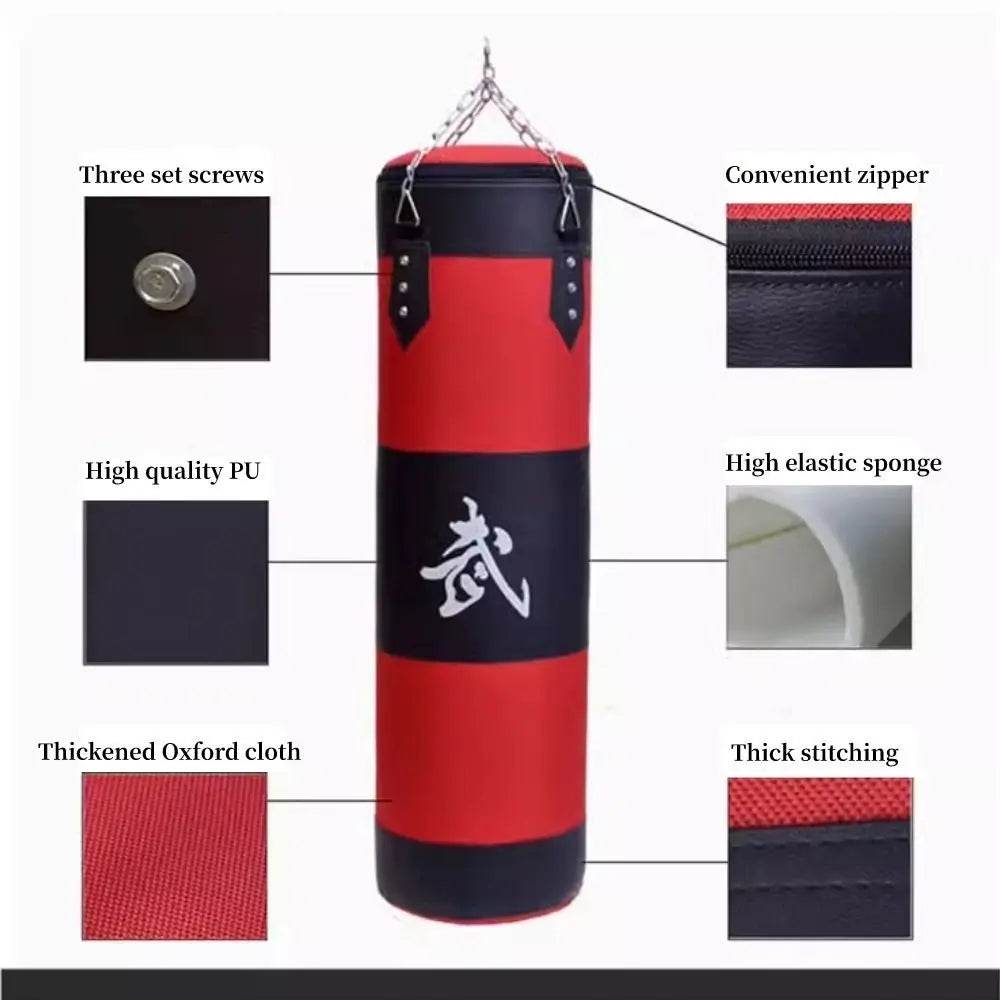 Durable PU Leather Punching Bag Red Black Gloves For Adults - ToylandEU