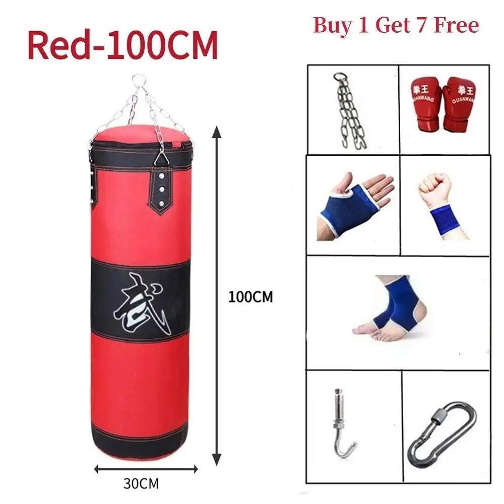 Durable PU Leather Punching Bag Red Black Gloves For Adults - ToylandEU