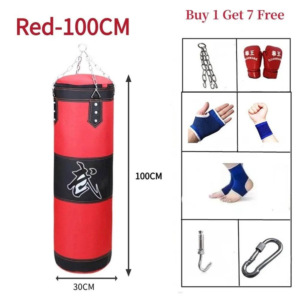 Durable PU Leather Punching Bag Red Black Gloves For Adults - ToylandEU