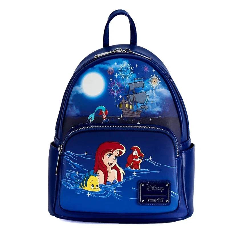 Durable Polyester Backpack With Little Mermaid Fireworks Ariel Charm For Unisex Teens School Use - ToylandEU
