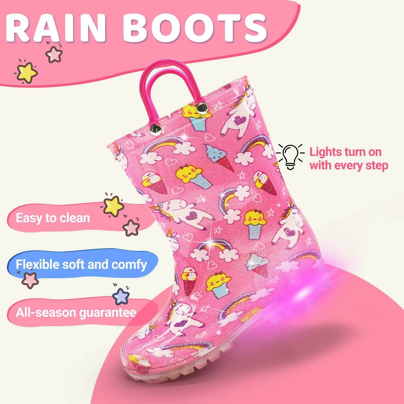 Durable Rain Boots Dinosaur Night Light For Kids Outdoor Use - ToylandEU