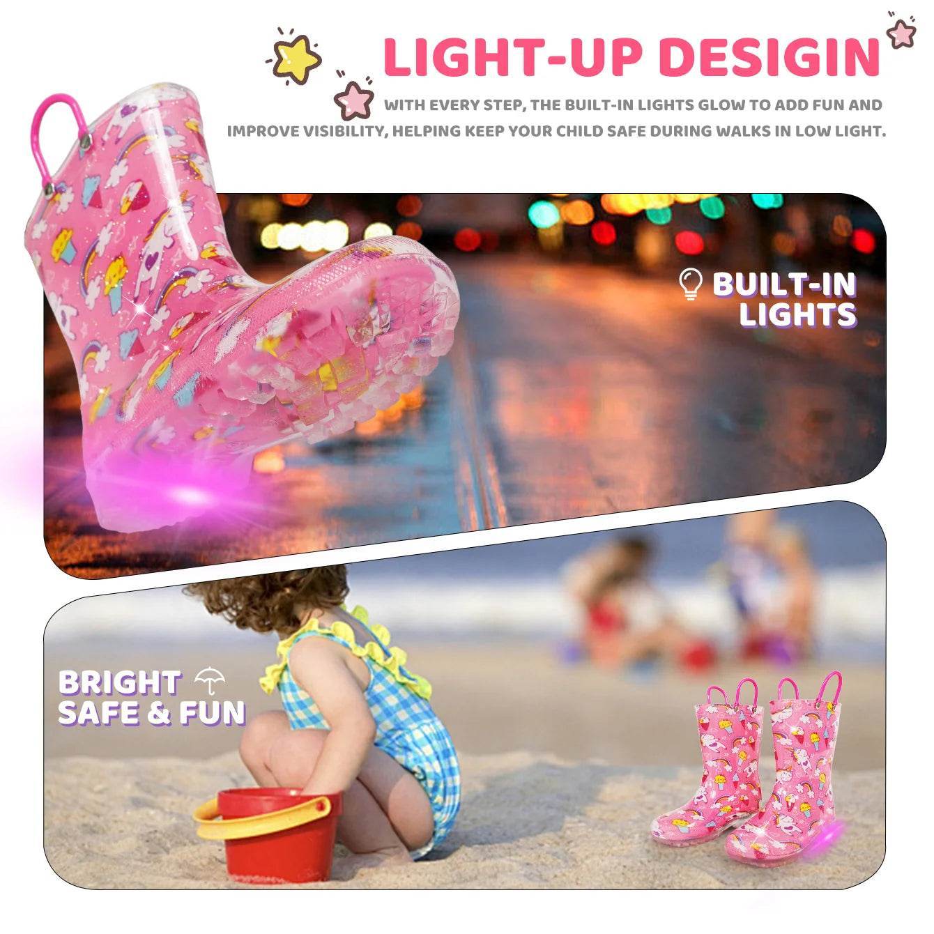 Durable Rain Boots Dinosaur Night Light For Kids Outdoor Use - ToylandEU