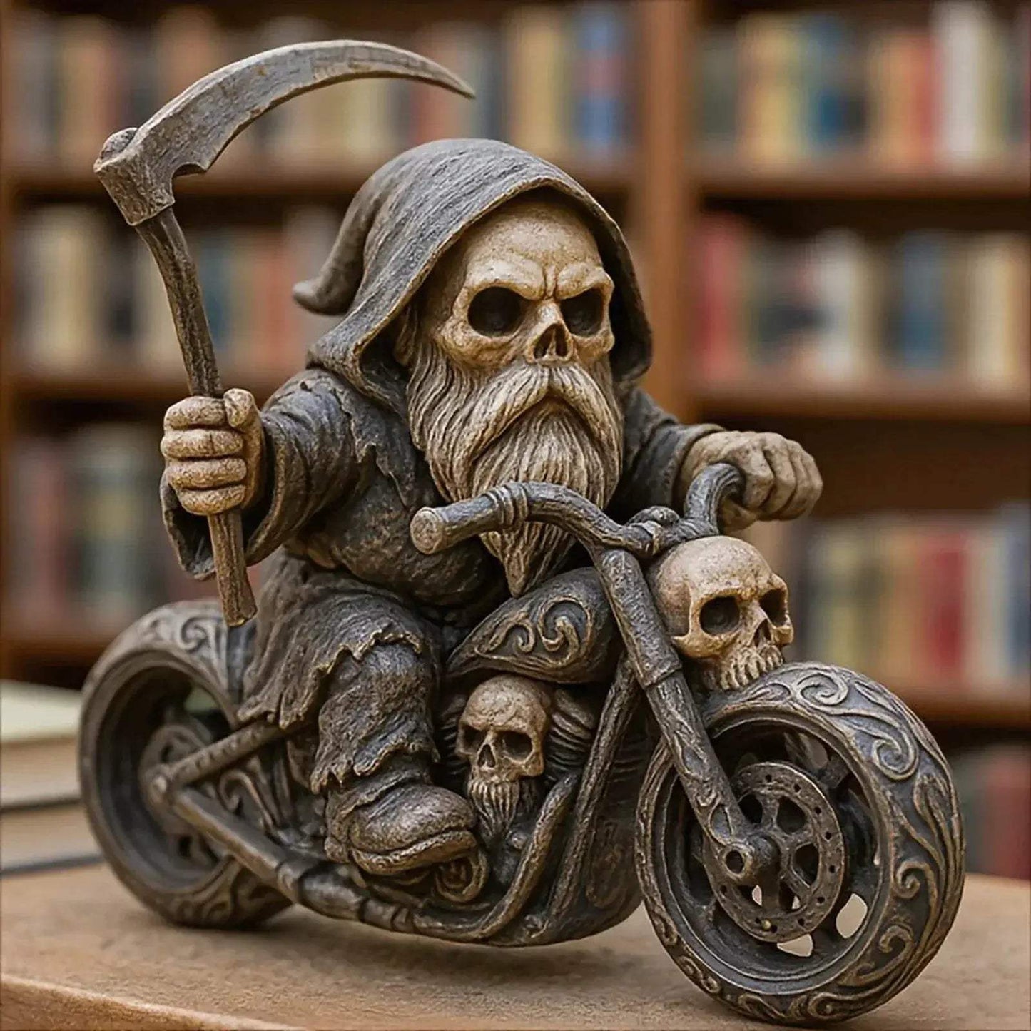 Durable Resin Grim Reaper Motorcycle Figurine For Garden - ToylandEU