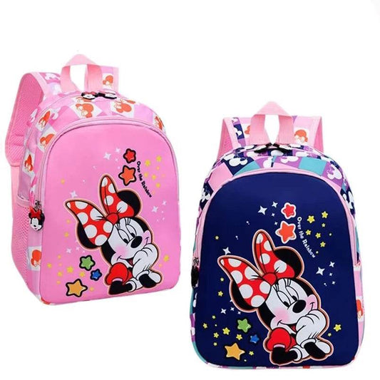 Durable School Backpack Disney Minnie Cartoon Design With Zipper Closure And Adjustable Straps For Girls Kindergarten - ToylandEU