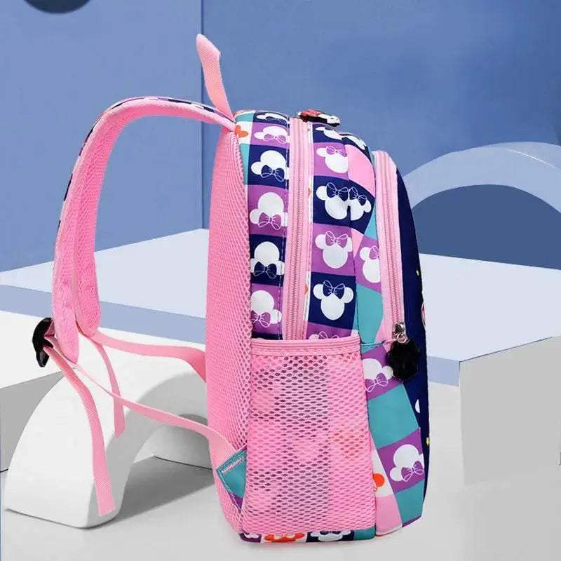 Durable School Backpack Disney Minnie Cartoon Design With Zipper Closure And Adjustable Straps For Girls Kindergarten - ToylandEU