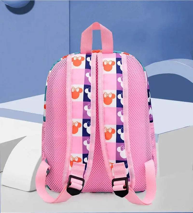 Durable School Backpack Disney Minnie Cartoon Design With Zipper Closure And Adjustable Straps For Girls Kindergarten - ToylandEU