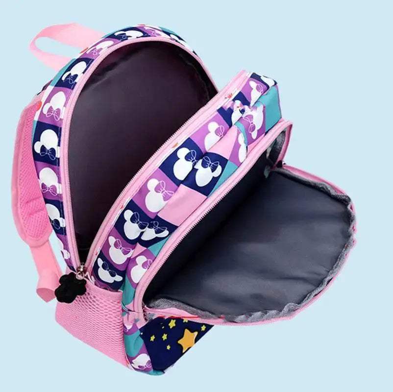 Durable School Backpack Disney Minnie Cartoon Design With Zipper Closure And Adjustable Straps For Girls Kindergarten - ToylandEU