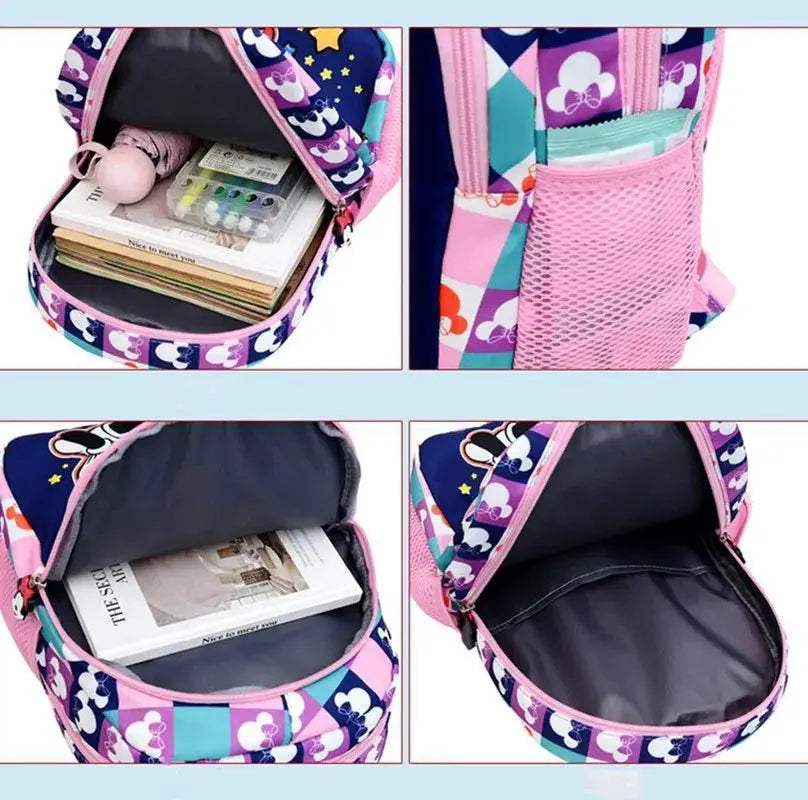 Durable School Backpack Disney Minnie Cartoon Design With Zipper Closure And Adjustable Straps For Girls Kindergarten - ToylandEU