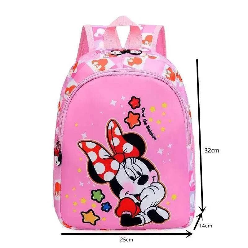 Durable School Backpack Disney Minnie Cartoon Design With Zipper Closure And Adjustable Straps For Girls Kindergarten - ToylandEU