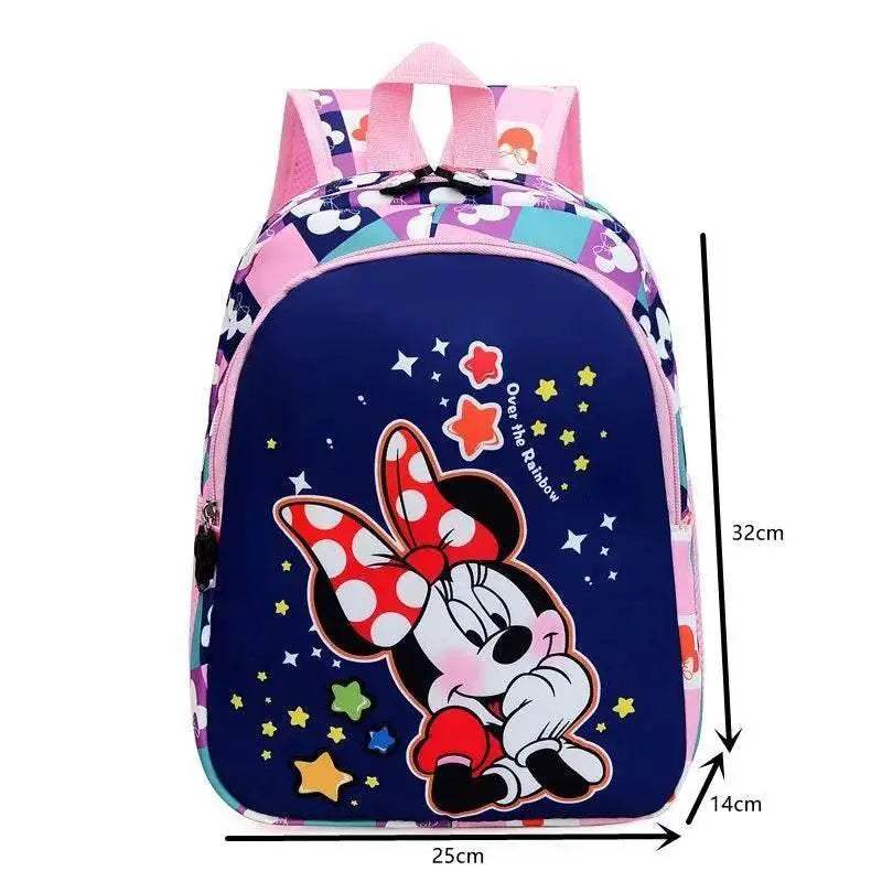 Durable School Backpack Disney Minnie Cartoon Design With Zipper Closure And Adjustable Straps For Girls Kindergarten - ToylandEU