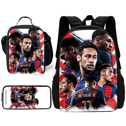 Durable School Backpack Football Themed With Lunch Bags And Pencil Bags For Boys And Girls - ToylandEU