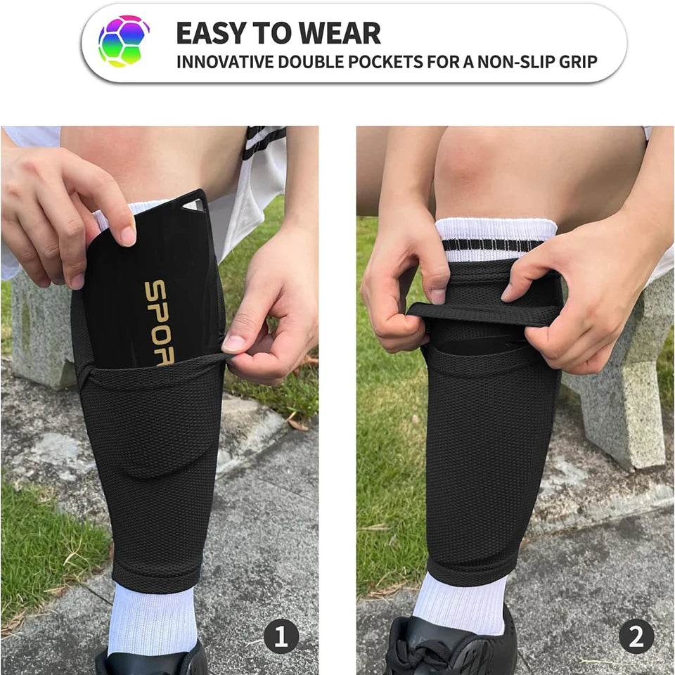 Durable Soccer Shin Guards Cushioned Sleeves For All Ages - ToylandEU
