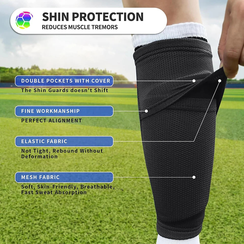 Durable Soccer Shin Guards Cushioned Sleeves For All Ages - ToylandEU