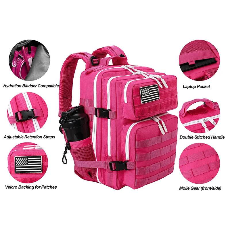 Durable Tactical Backpack Bottle Holder For Women Fitness Athletes 25L Rucksack For Gym Outdoor Travel - ToylandEU