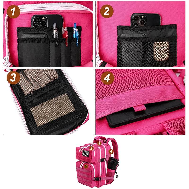 Durable Tactical Backpack Bottle Holder For Women Fitness Athletes 25L Rucksack For Gym Outdoor Travel - ToylandEU