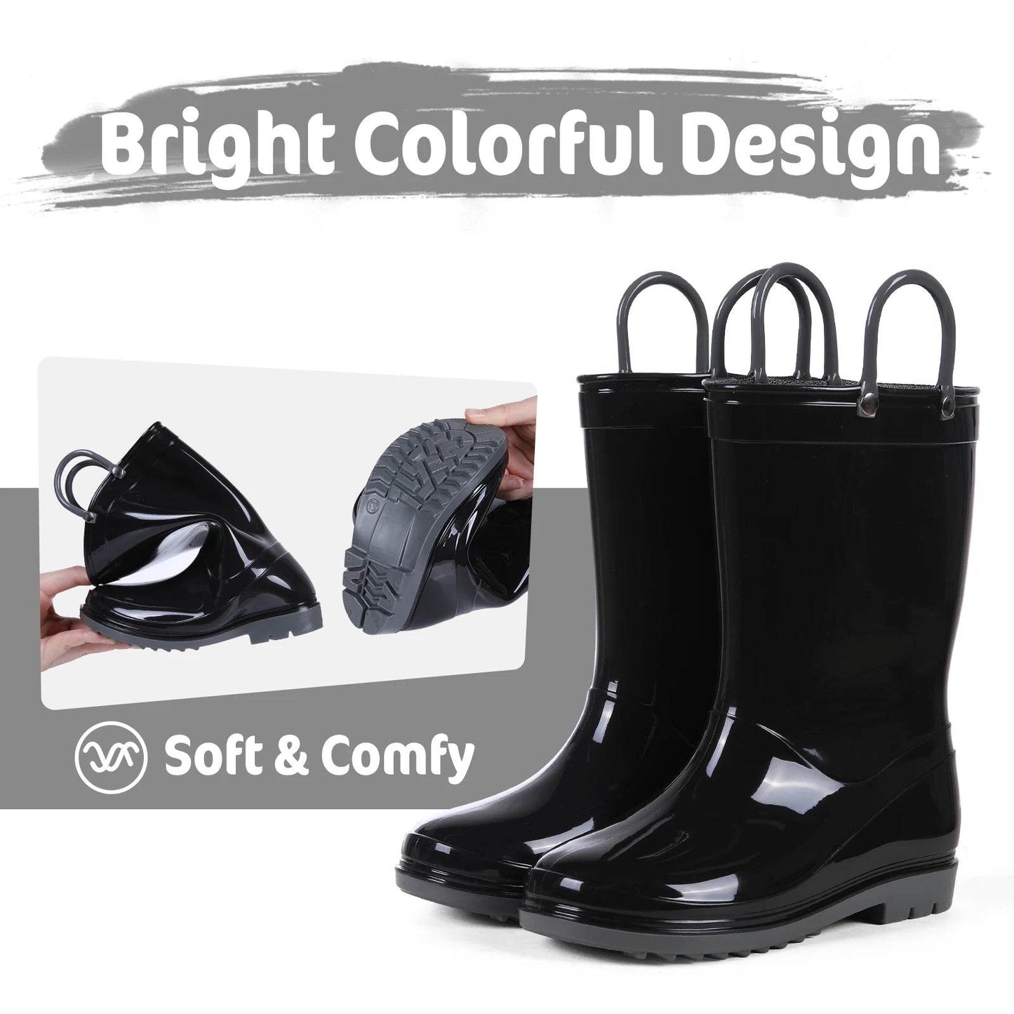 Durable Toddler Rain Boots With Handles Cute Dinosaur Unicorn Design Waterproof Non-slip Footwear For Kids Outdoor Fun - ToylandEU