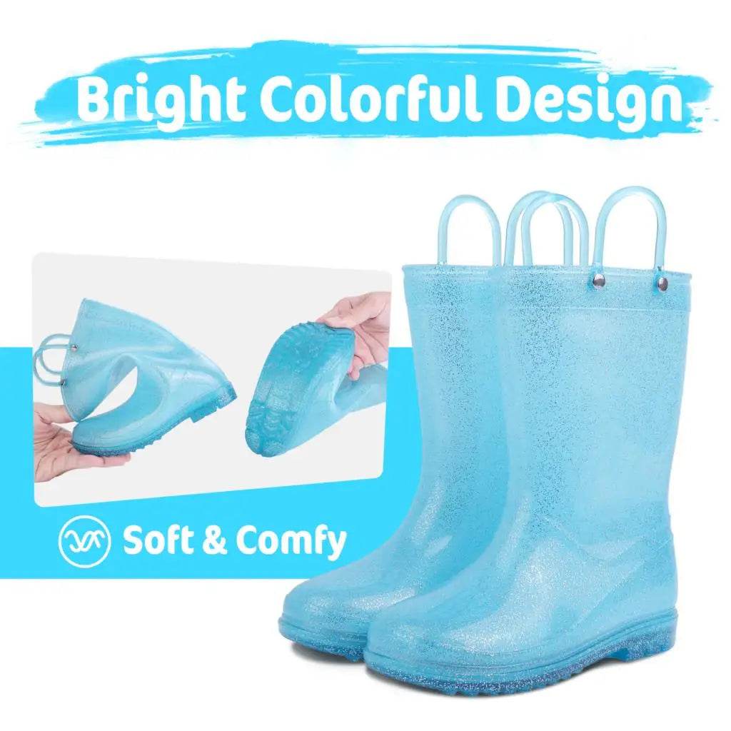 Durable Toddler Rain Boots with Handles Cute Dinosaur and Unicorn Design Waterproof Non-Slip for Kids Outdoor Use - ToylandEU