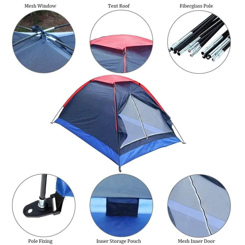 Durable Two Person Outdoor Camping Tent with Waterproof Bag for Spring Summer Autumn Travel - ToylandEU