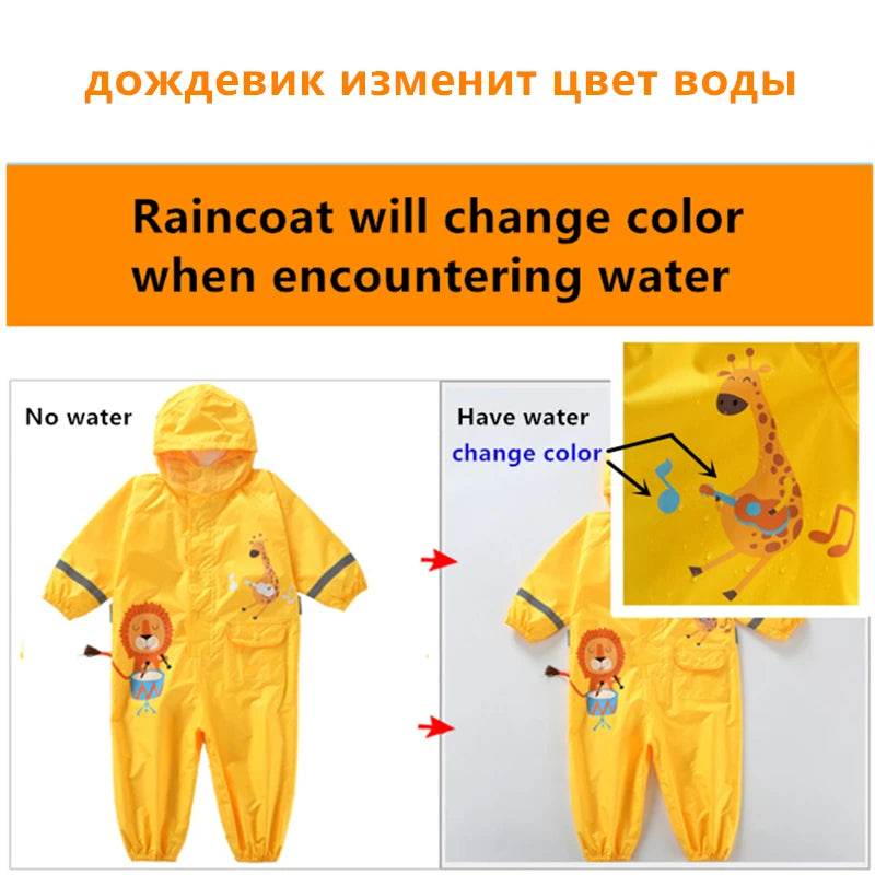 Durable Waterproof Raincoat For Kids Hooded Dinosaur - ToylandEU