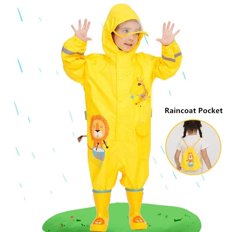 Durable Waterproof Raincoat For Kids Hooded Dinosaur - ToylandEU