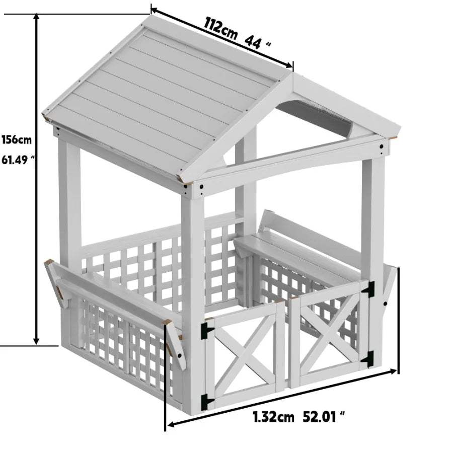  Durable Wooden Outdoor Playhouse With Built In Bench -  ToylandEU™