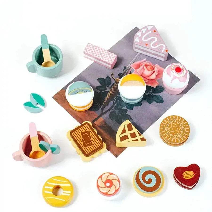 Durable Wooden Play House Dessert Stand Set with Imaginative Tea Party Theme for Children Aged 3 to 6 Years - ToylandEU
