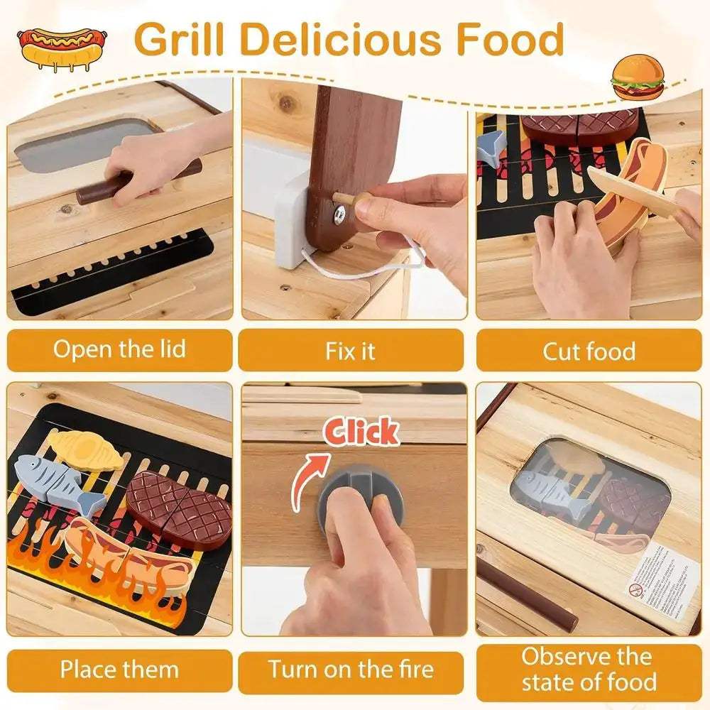  Durable Wooden Play Kitchen With Pizza Oven And Accessories -  ToylandEU™