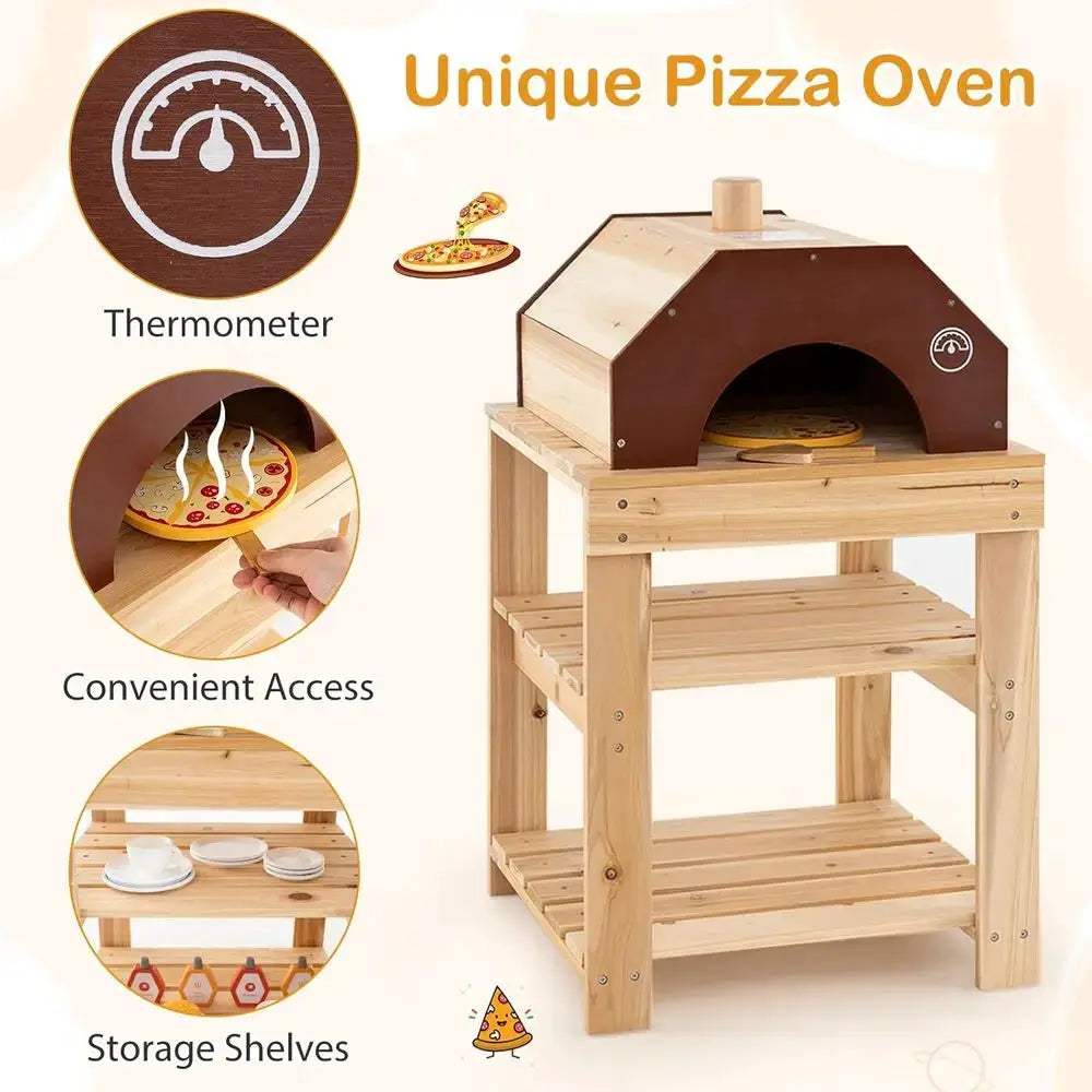  Durable Wooden Play Kitchen With Pizza Oven And Accessories -  ToylandEU™
