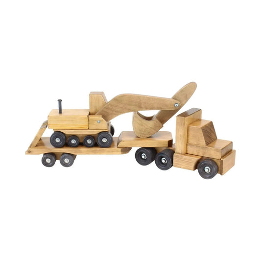  Durable Wooden Toy Truck With Excavator Removable Trailer -  ToylandEU™