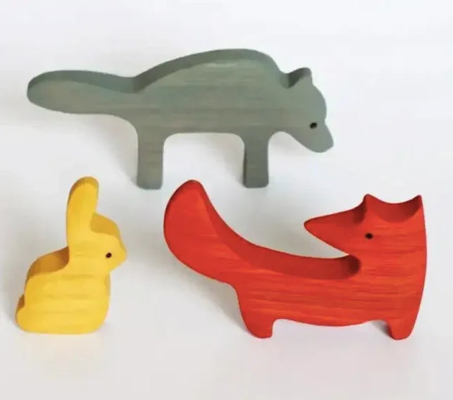 Durable Wooden Woodland Animal Figurines Set For Creative Play - ToylandEU