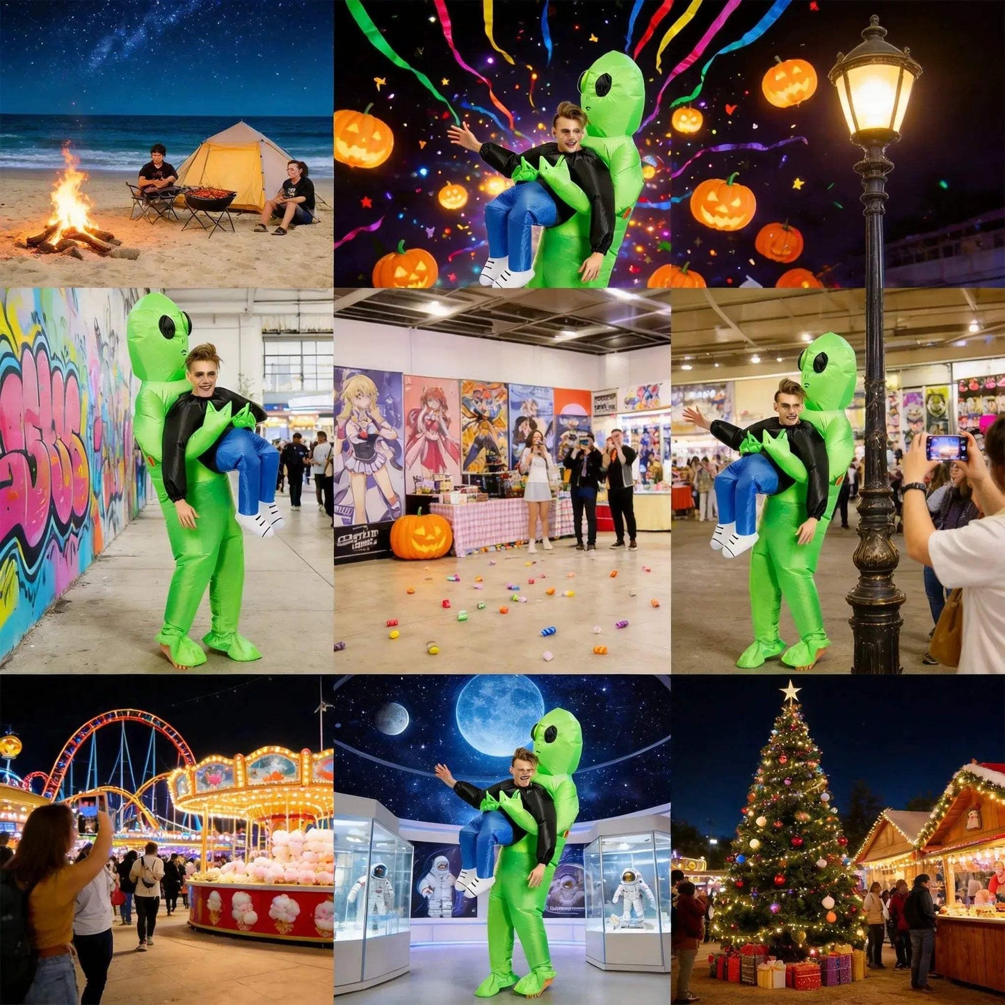  ET Inflatable Alien Costume Scary Monster Unisex Easy -  ToylandEU™