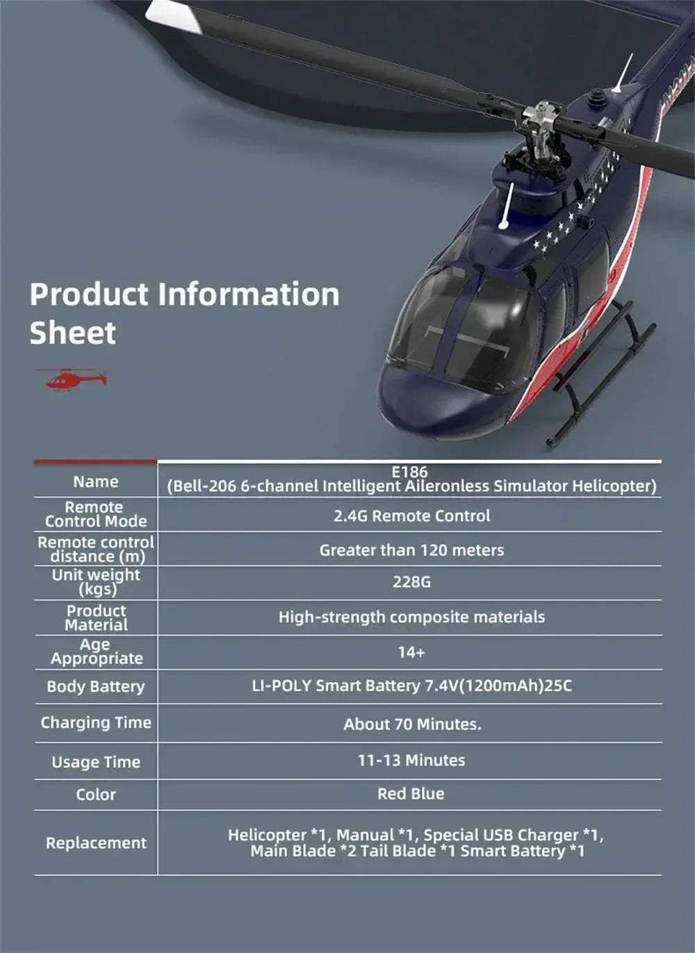  Eachine E186 Bell-206 RC Helicopter with Brushless Motor -  ToylandEU™