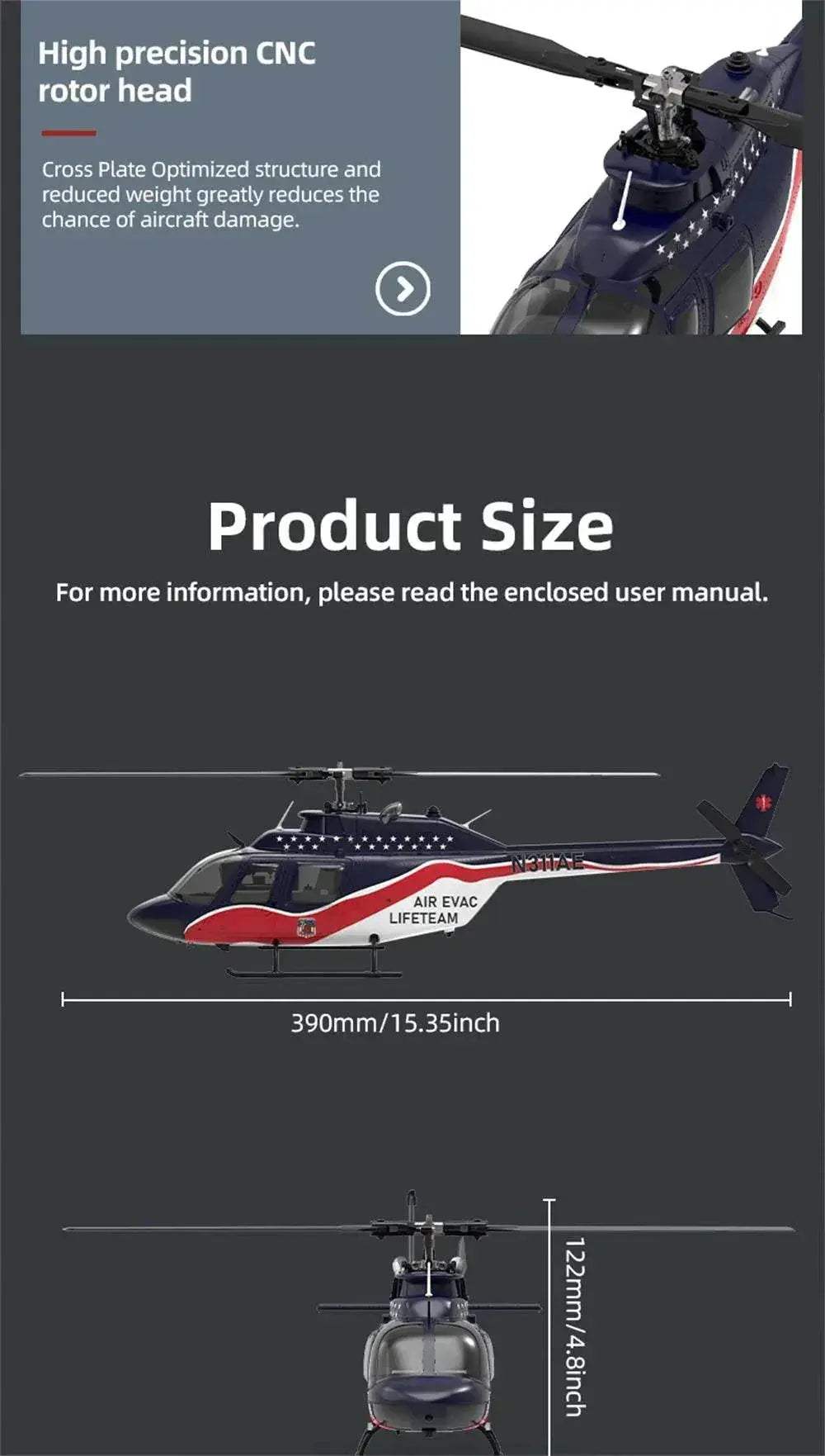 Eachine E186 Bell-206 RC Helicopter with Brushless Motor -  ToylandEU™
