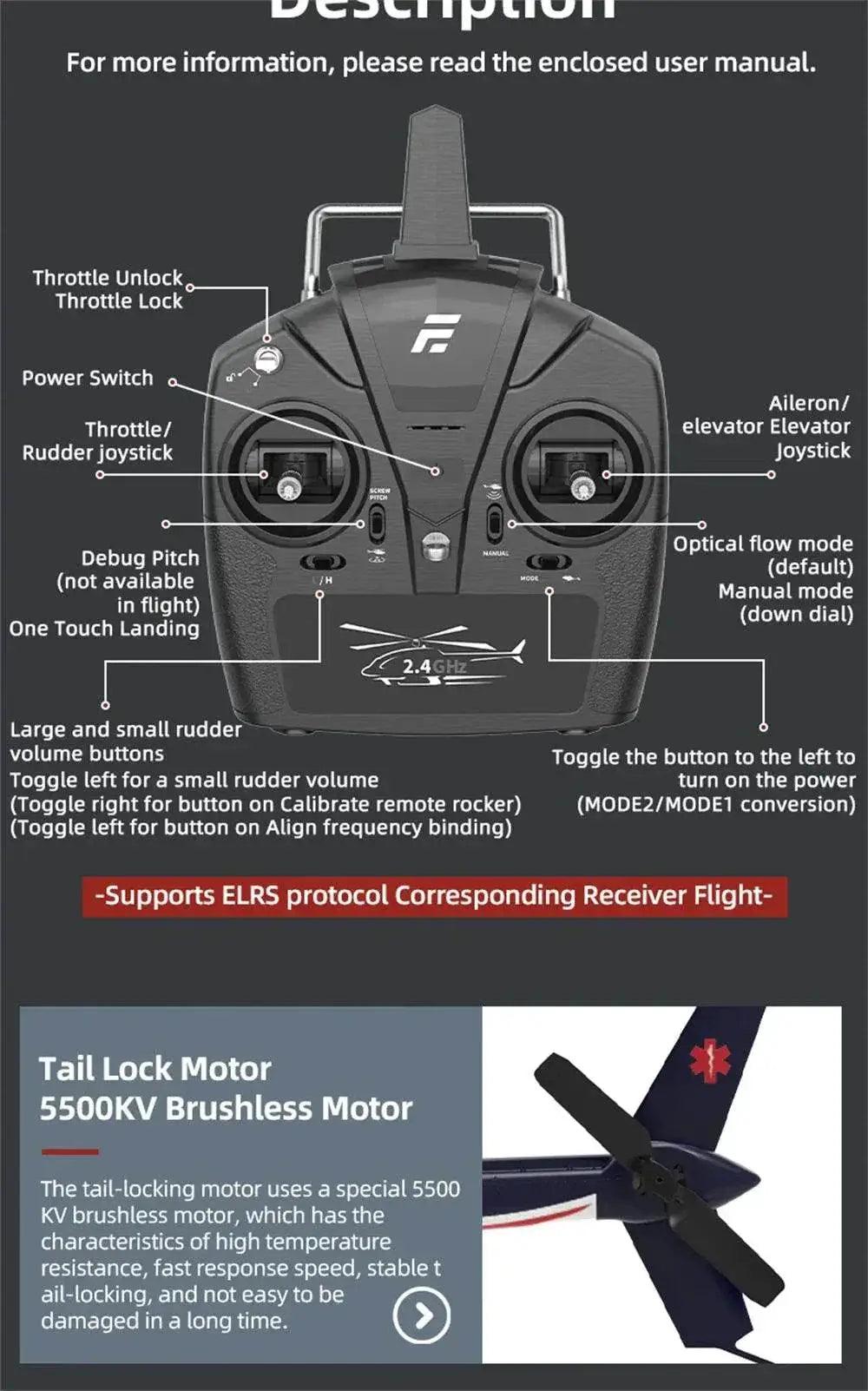  Eachine E186 Bell-206 RC Helicopter with Brushless Motor -  ToylandEU™