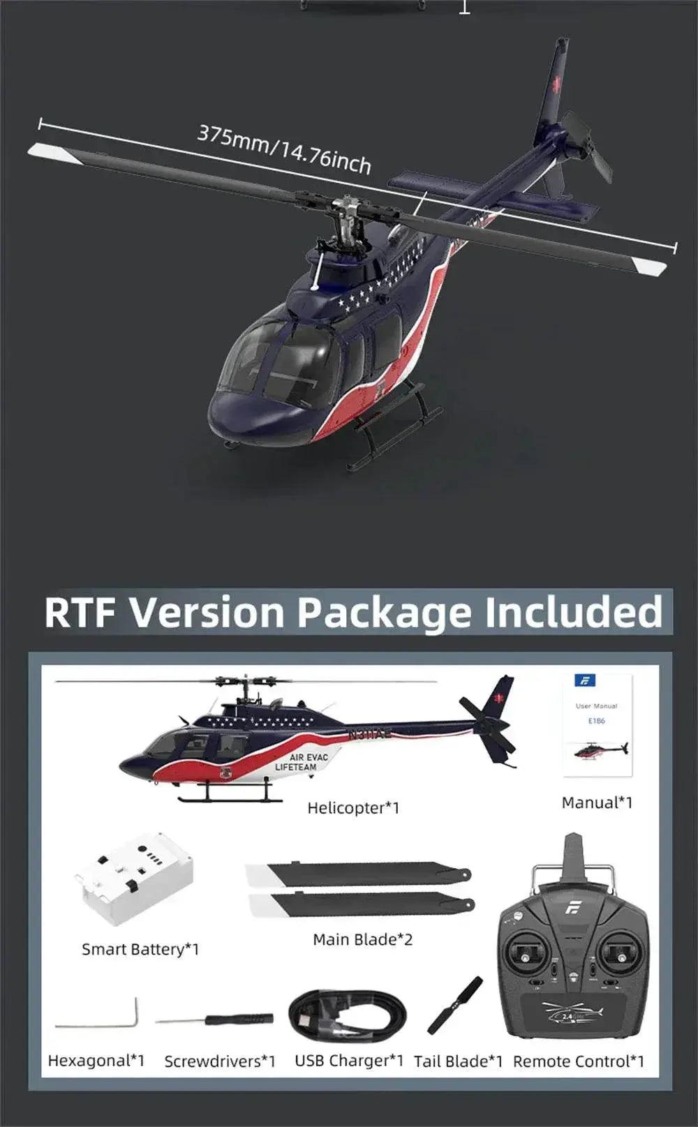  Eachine E186 Bell-206 RC Helicopter with Brushless Motor -  ToylandEU™