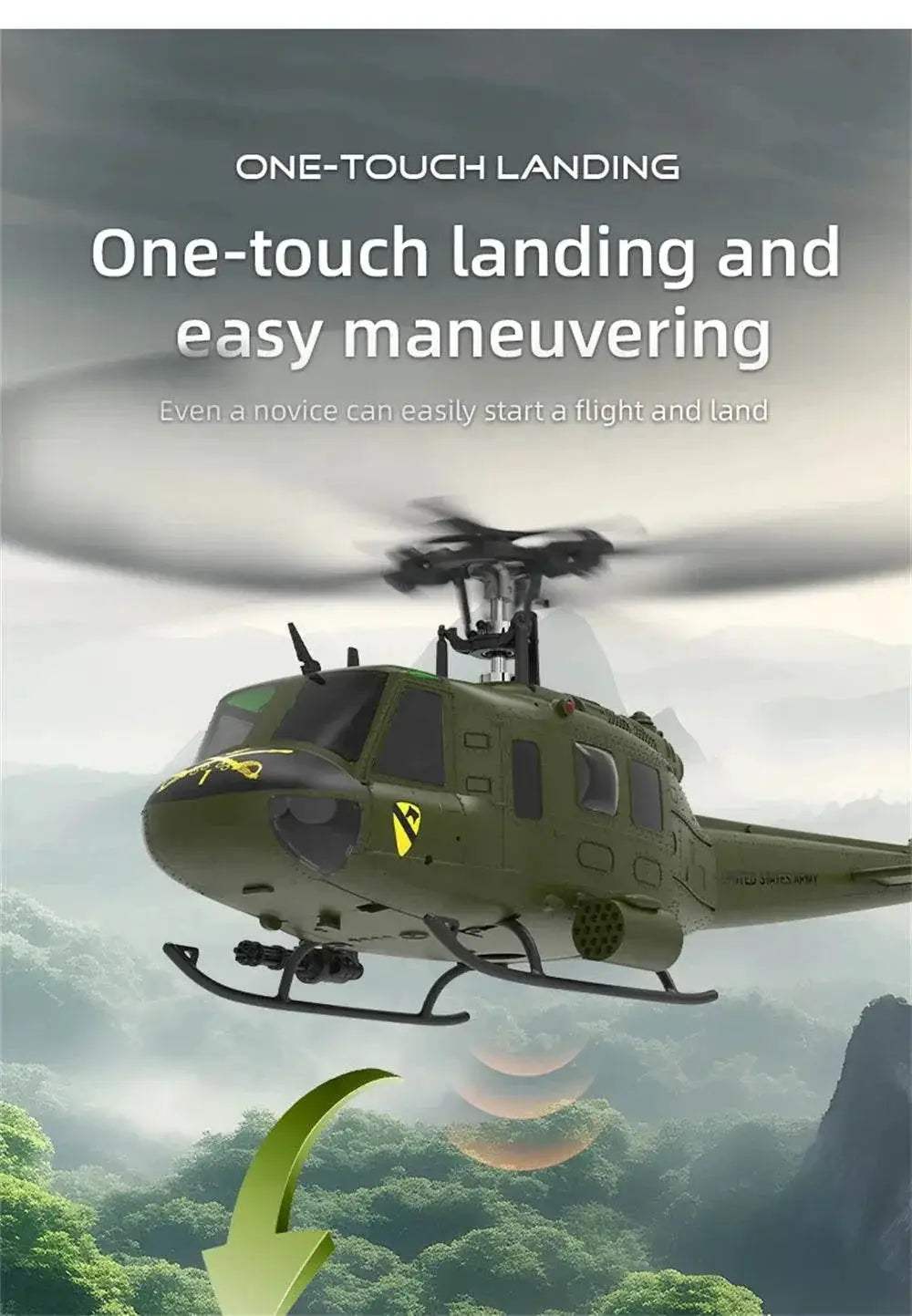 Eachine E190 1:34 UH-1 HUEY Scale 2.4G 6CH RC Helicopter - ToylandEU