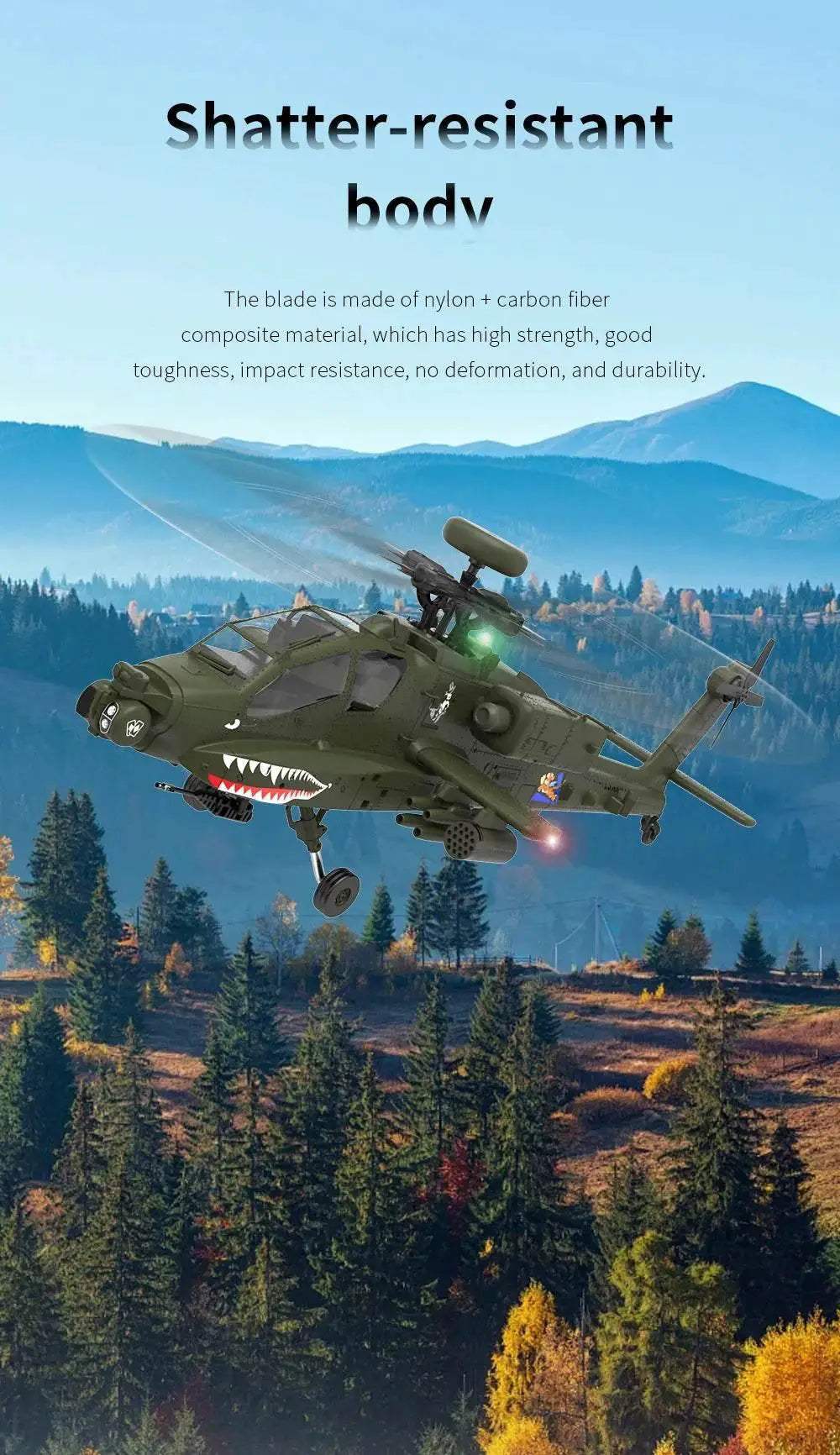 Eachine E250 AH-64 Apache 2.4G 6CH Flybarless RC Helicopter - ToylandEU