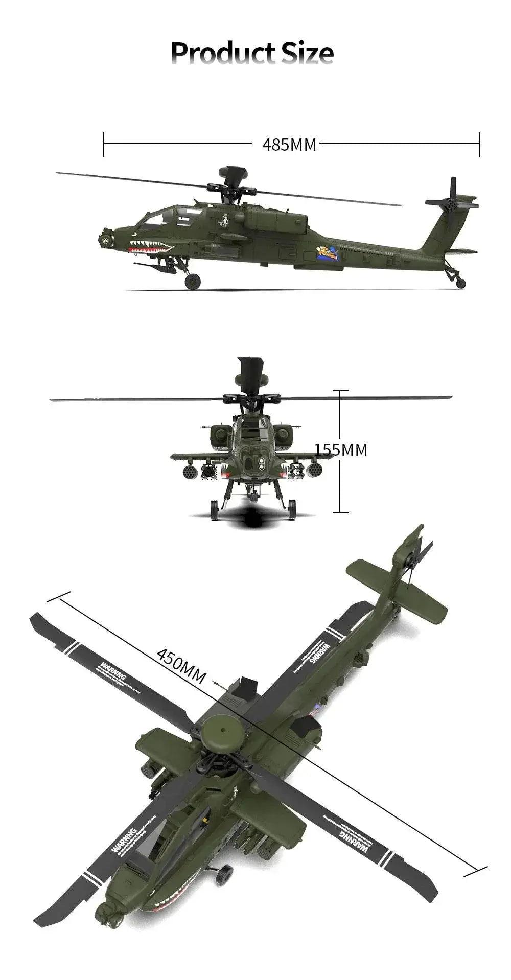  Eachine E250 AH-64 Apache RC Helicopter 1:32 Scale -  ToylandEU™