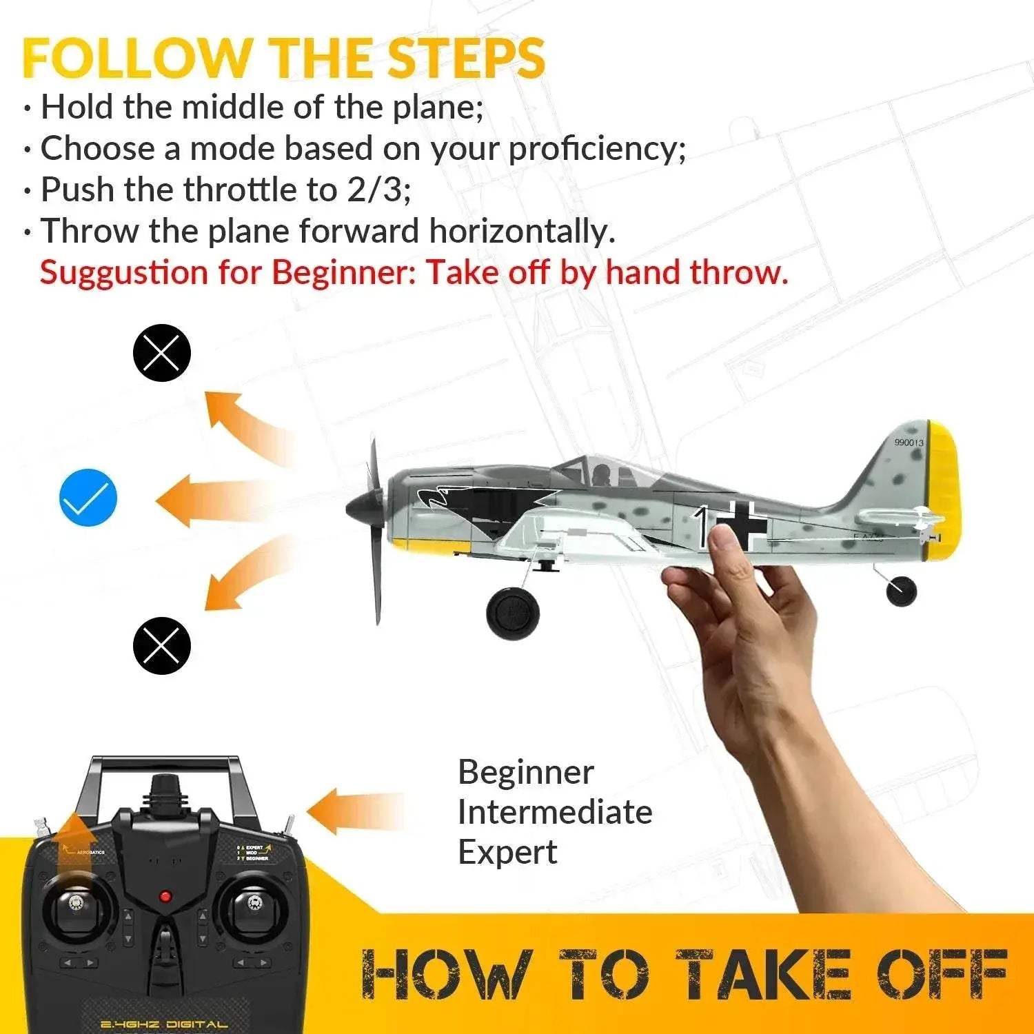 Eachine Mini FW190 400mm Wingspan EPP RC Airplane BNF/RTF - ToylandEU
