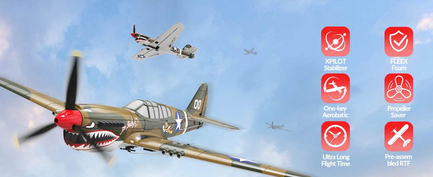 Eachine P-40 P40 Fighter V2 400mm RC Airplane BNF/RTF - ToylandEU