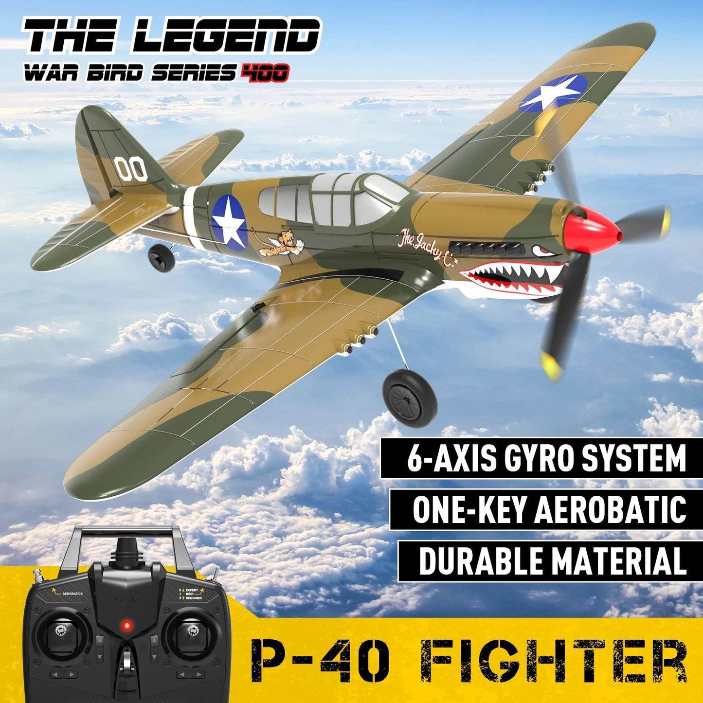 Eachine P-40 P40 Fighter V2 400mm RC Airplane BNF/RTF - ToylandEU
