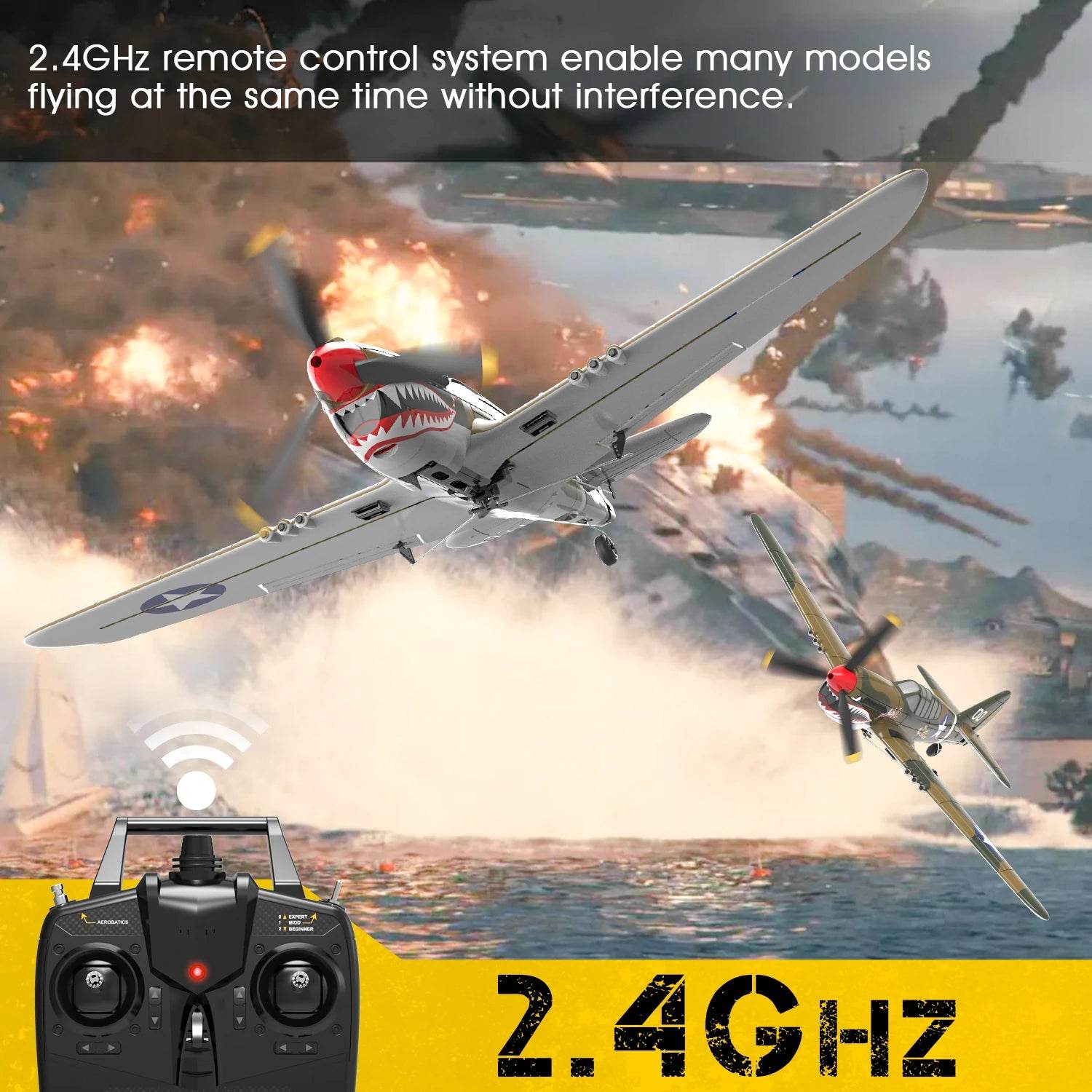 Eachine P-40 P40 Fighter V2 400mm RC Airplane BNF/RTF - ToylandEU