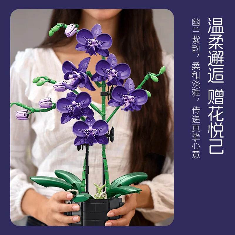 Eco Friendly Building Blocks Set Orchid Bouquet For Teens - ToylandEU