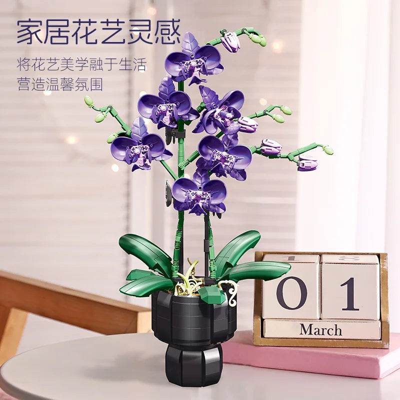 Eco Friendly Building Blocks Set Orchid Bouquet For Teens - ToylandEU