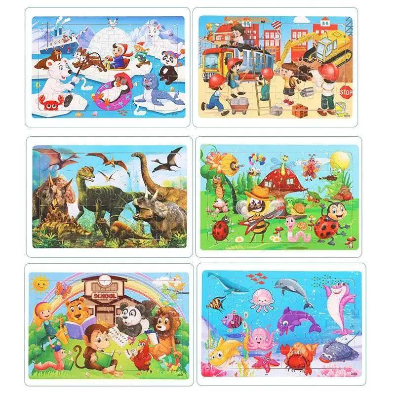  Economy 30 Piece Montessori 3D Cartoon Animal Wooden Puzzle For Kids Ages 3 To 6 -  ToylandEU™