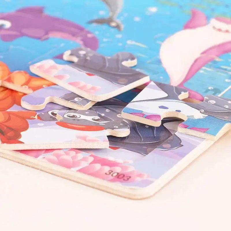  Economy 30 Piece Montessori 3D Cartoon Animal Wooden Puzzle For Kids Ages 3 To 6 -  ToylandEU™