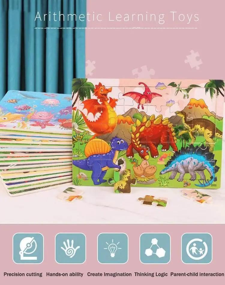 Economy 30 Piece Montessori 3D Cartoon Animal Wooden Puzzle For Kids Ages 3 To 6 -  ToylandEU™