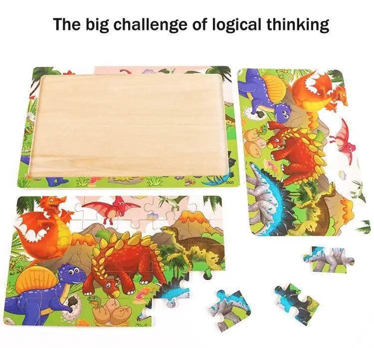  Economy 30 Piece Montessori 3D Cartoon Animal Wooden Puzzle For Kids Ages 3 To 6 -  ToylandEU™